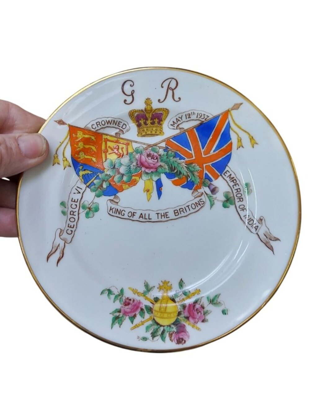 George VI 1937 Coronation Plate By Hammersley & Co. Porcelain Decorative Plate